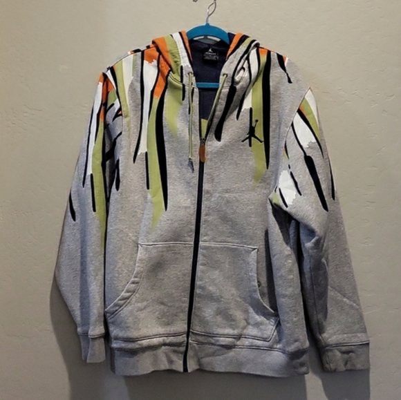 Y2K Nike Air Jordon Oversized Hooded Sweatshirt Thick Solid Vintage Size Large